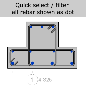 Select rebar with only perpendicular segment tooltip